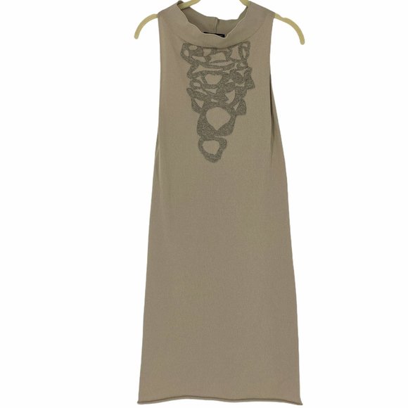 Sarah Pacini Creme bodycon high neck mini dress - Picture 1 of 16